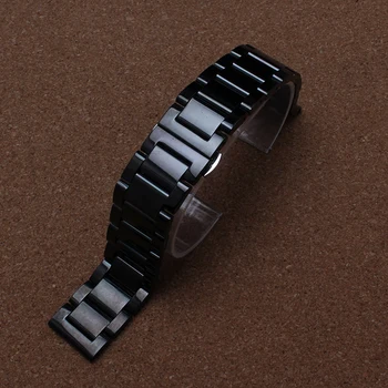 Augstas Kvalitātes Aproce Watchband siksnas 18mm 20mm 22mm 24mm melna Pulēta Nerūsējošā Tērauda cietā saiti aksesuāru smartwatch