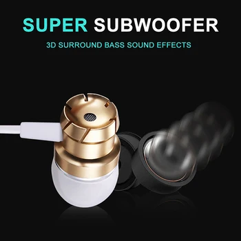 Augstas kvalitātes In-ear Bass Skaņas Austiņas 3.5 mm bass metāla austiņas, Austiņu skaņas Izolācija MP3 Atskaņotāji Ar mic ios/Androi