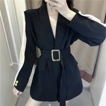 Augstas kvalitātes sievieti mazo uzvalks jaka 2019. gada rudenī jaunu retro vidukļa tie izšūšanas sexy slim slim gadījuma personības sieviešu jaka