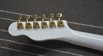 Augstākās kvalitātes QShelly baltās TL F caurumi ģitāra dobi iestādei pārredzamu pickguard zelta saistošu elektriskās ģitāras
