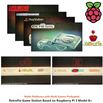 Aveņu Pi 3 Modelis B+ Plus Arcade Video Spēļu Konsole, Retropie Arcade ministru Kabineta Mašīna DIY 18000+ Retro Spēles Sacensība Stacijas