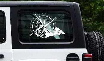 Balta auto uzlīme kompass Kalnu Automašīnas Pārsega grafiskais Decal Auto Vinila Uzlīmes Universālas