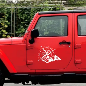 Balta auto uzlīme kompass Kalnu Automašīnas Pārsega grafiskais Decal Auto Vinila Uzlīmes Universālas
