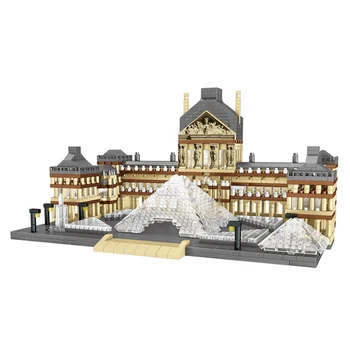 Bass, ka 8040 Pasaules Arhitektūras Parīzes Luvras Muzejs 3D Modelis DIY Mini Dimanta Bloki, Ķieģeļi Celtniecības Rotaļlieta Bērniem, kas nav Kaste