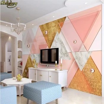 Beibehang pasūtījuma Luksusa rozā trīsstūri mūsdienu ģeometriskā 3d tapetes guļamistabā sienas stereo TV fona grīdas, sienas, papīra