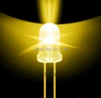 Bezmaksas piegāde 1000pcs/daudz Caurspīdīgu Kārtu LED 5MM Dzeltena LED gaismas diožu F5mm Dzeltena LED