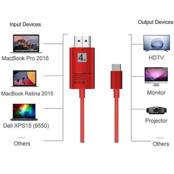 Bkscy USB-C HDMI Kabeli HDTV C Tipa Hdmi Adapteri, par Lenovo ThinkPad X1 MacBook Pro Samsung S8 S9 NOTE8 Usb-Hdmi c