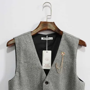 Britu Retro tīrtoņa Krāsas Uzvalks, Veste Vīriešiem Gadījuma Biznesa korejas no Izskatīgs Slim Veste Plus Lieluma Vestes Cilvēks Apģērbu 7XL