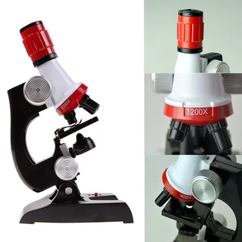 Bērniem Stereo Mikroskopu Zinātnes Zoom 1200x Bioloģisko Mikroskopu Komplekts Rafinēta Zinātnisko Instrumentu Izglītojošas Rotaļlietas Bērnu