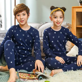 Bērnu Pidžamas Komplekti Ziemas Ilgtermiņa piedurknēm Pidžamas Bērniem Kokvilnas Drēbes, Uzstādīt Bērnu Inflant Pijama Karikatūra Sleepwear Zēniem Meitenēm