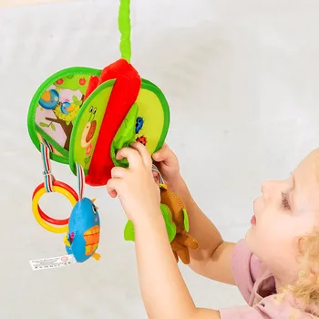 Bērnu Rotācijas Karikatūra Rotaļlietas ar Grabulīši Vēja Piebalsot BB Squeaker Teether Spogulis car seat (autokrēsliņa) Ratiņus, Gultiņas par Jaundzimušo 0-3-6-12 Mēnešiem