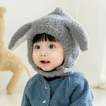 Bērnu cepure Rudens ziemas baby ausu cepuri 1-2 gadiem jauki jaundzimušo zēnu un meiteņu siltu kapuci