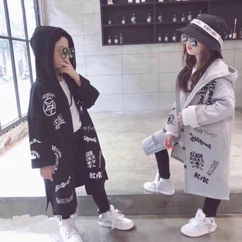 Bērnu meitene puiku džemperis 2020. gadam karstā jauns pavasara un rudens korejiešu versija liels bērnu modes kapuci zaudēt garš mētelis