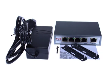 CCTV 4-Port 10/100M PoE Net Switch/Hub Power Over Ethernet PoE&Optiskās Pārraides IP Kameras Sistēma Tīkla Komutatori
