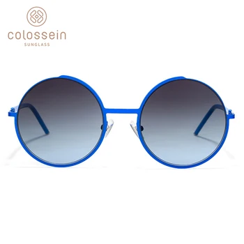 COLOSSEIN Saulesbrilles Sieviešu Retro Polarizētās Kārta Zīmola Dizainere Slīpums Saules Brilles Vīriešiem Metāla Zvejas Stila Brilles UV400