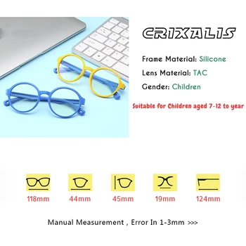 CRIXALIS Silikona Zilā Gaisma Pretbloķēšanas Brilles Bērniem, Rozā Kārtas Spēļu Dators, Brilles Bērniem, UV400 Piemērots 7-12 Gadiem