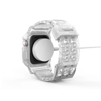 Caurspīdīgs Siksnu apple skatīties joslas 44mm/42mm silikona aproce+Aizsardzības gadījumā watchband par apple iwatch skatīties 6/5/4/3/2/1
