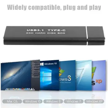 Cietā Diska Gadījumā SSD USB3.0 USB3.1 C Tipa M. 2 NGFF Ārējais Cietais Disks, HDD Kameras Operētājsistēmu Atbalsts Windows xp/Vista