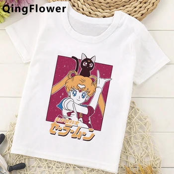 Cute Japāņu Anime Sailor Moon T Krekls Meitenēm Smieklīgi Karikatūra Usagi T-krekls Harajuku Fashion Tshirt Kawaii Top Tees Bērniem