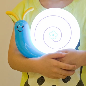 Cute Karikatūra LED Gliemeža Blakus Galda Lampas Bērnu Guļamistaba Dekorēšana USB Lādējamu Sienas Guļ Nakts Gaismas Bērniem Bērniem