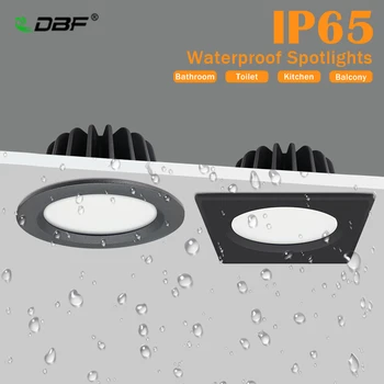 [DBF]IP65 Waterproof Vannas istaba Gaismas 5W 7W 9W 12W 15W Apaļa/Kvadrātveida Padziļinājums Vietas Lampa Vannas istabā Griestu Gaismas 3000K/4000/6000K