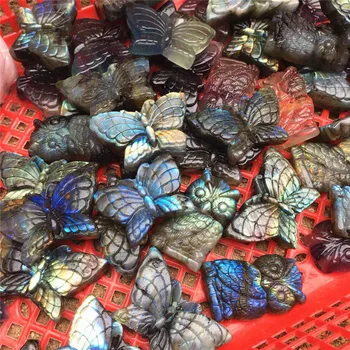 Dabas zilā labradorīts puses crved pūce pulēta crystal butterfly akmeņi pārdošanā