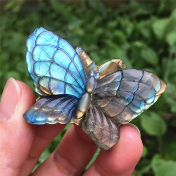 Dabas zilā labradorīts puses crved pūce pulēta crystal butterfly akmeņi pārdošanā