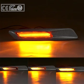 Dinamiskā F10 Stils LED sānu gabarītgaismas luktura pagrieziena signāla gaismu, Dūmu objektīvs+3D Carbon apdari BMW E60 E61 E82 E88 E90 E91 E92 E93