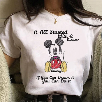 Disney Mickey Mouse meitene enerģijas t krekls ceru, ka, Ja jūs varat dneam to jūs varat izdarīt 2021. gada vasaras tops ar īsām piedurknēm harajuku star firmas