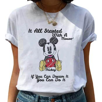 Disney Mickey Mouse meitene enerģijas t krekls ceru, ka, Ja jūs varat dneam to jūs varat izdarīt 2021. gada vasaras tops ar īsām piedurknēm harajuku star firmas