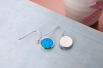 Dormith nekustamā 925 Sudraba auskaru izveidots apaļā zils opāls ūdens piliens opal auskari sievietēm, rotaslietas Vilināt Auskari