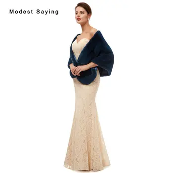 Elegants Tumši Zilā Mākslīgās Kažokādas Kāzu Parausta Plecus 2020. Gadam, Modes Līgavas Šalle Sievietes Puses Boleros Stoles Siltā Ietīšana Kāzu Aksesuāri