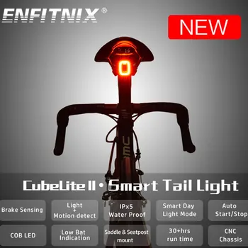 Enfitnix cubelite 2 Velosipēdu taillight saprātīga indukcijas velo lukturīti velosipēds aizmugures nakts izjādes ūdensdrošs LED sēdekļa asti