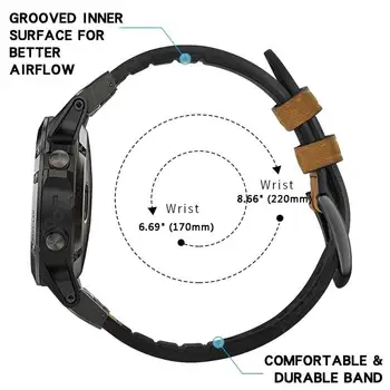 Fenix 6 Luksusa Ādas Aproce 22mm Quick Fit Watch Band Siksnu Garmin Fenix 5/5 Plus/Priekštecis 935/Pieeja S60/Quatix 5