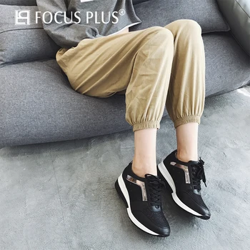 Focusplus vienkrāsainu Modes Augšējā Izturīga Zole Ērtas Čības Eiropas Stila Sieviešu Zābaki, Kurpes BD8262