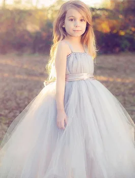 Fotogrāfija puķu meitene kāzu kleitu bērniem tilla puse zilā gars princese bērnu dzimšanas dienas dāvanu kleitas klavieres Jaunu Vestido