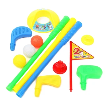 Golfa Komplekts Pīrāgus, Plastmasas 3 Bumbiņas + 2 Tees + 3 golfa Cue+ Golfa Caurumu Bērniem Rotaļlietas