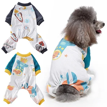 Gudrs Nelielu Lielus Suņus Pidžamu Pet Suņiem, Kaķu Apģērbu Kucēns Jumpsuit Suns Karikatūra Drukāšanas Mētelis Par Chihuahua Apģērbi
