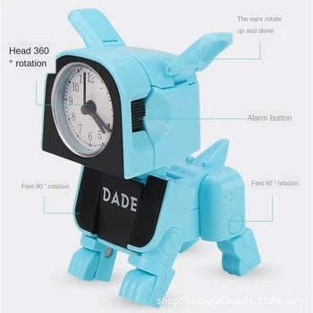 Gudrs Zēns Bērniem Modinātājs Karikatūra Robots Suns Galda Pulkstenis Smieklīgi Atgriezeniska Rotaļu Istabu Pamosties Pulkstenis Ceļojumu Rakstāmgalda Adatu MJ72404