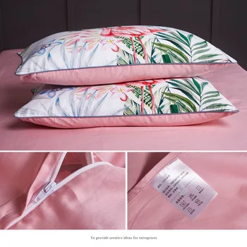 HD Digital print 60S, Ēģiptiešu kokvilnas gultasveļa 4 gabali veltījums zīda gultas piederumi set queen eiro dubultā Pilna gulta iestatīt lapas flamingo