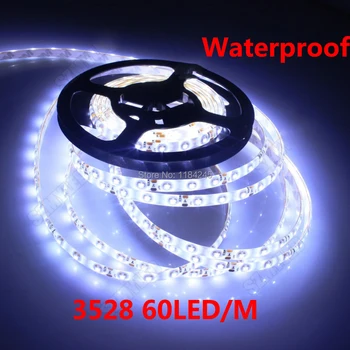 IP65 Ūdensdrošs LED Sloksne 3528 SMD fiexible gaismas 60Led/m,5m 300Led,DC 12V,balta,Silti Balta,Sarkana,Zaļa,Zila,Dzeltena,RGB
