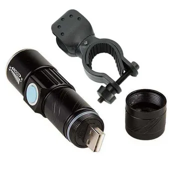 Iebūvēts Akumulators LED Lukturīti, USB Uzlādējams Regulējams Fokuss 3 Režīmi Lanterna Zoomable LED Lukturītis Bike Light + Velosipēdu Klipu