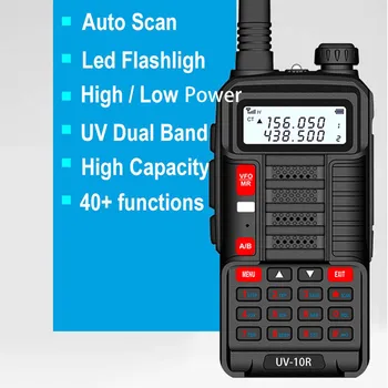 Ir 2021. Baofeng Profesionālās Walkie Talkie UV10R 128 Kanālus VHF UHF divjoslu divvirzienu CB Ham Radio Baofeng UV5R Pastiprināta UV 10R