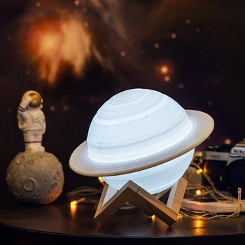 Ir 2021. Dropship 3D Drukas Saturns Lampas Nakts Gaismas, Piemēram, Mēness Lampa ar 2Colors 16Colors USB Uzlāde, Kā Ziemassvētku Dāvanas, Dekorēšana