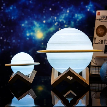 Ir 2021. Dropship 3D Drukas Saturns Lampas Nakts Gaismas, Piemēram, Mēness Lampa ar 2Colors 16Colors USB Uzlāde, Kā Ziemassvētku Dāvanas, Dekorēšana