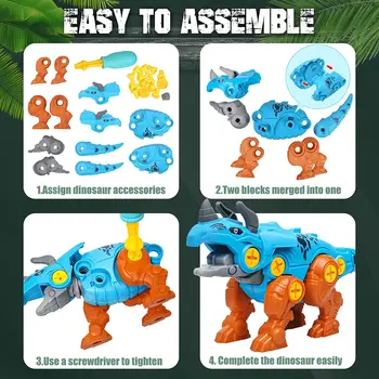Izjaukt Dinozauru Rotaļlietas Bērniem - Ēkas Dino Olu spēles Komplekts ar Skrūvgrieži DIY Celtniecības tehnikas Komplekts CILMES Mācību
