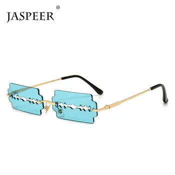 JASPEER Dobi bez apmales Punk Saulesbrilles Vīriešiem, Sievietēm Retro Steampunk Taisnstūra Modes Laukumā Toņos UV400 Vintage Brilles