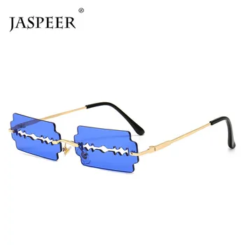 JASPEER Dobi bez apmales Punk Saulesbrilles Vīriešiem, Sievietēm Retro Steampunk Taisnstūra Modes Laukumā Toņos UV400 Vintage Brilles