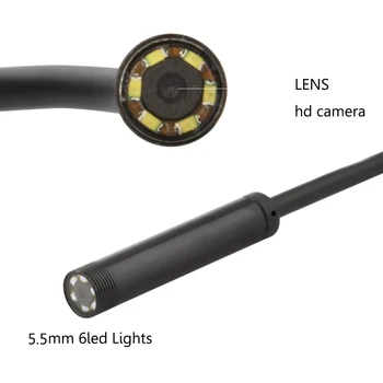 JCWHCAM 5.5 mm USB Endoskopu, Ūdensizturīgs OTG 6 LED Pārbaudes Borescope Caurule Mini Snake Kamera, Android PC 10M Garš Vads