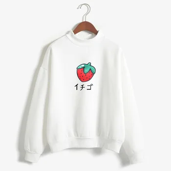 Japāņu Kawaii Augļu Drukāt Sporta Krekls Sievietēm Pavasara 2019 Apģērbu Harajuku Kpop Balta, Haki, Rozā Krekli Topi Skolniece